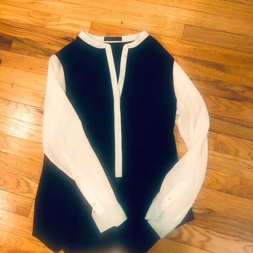 Sanctuary color block top in black, cream, aqua